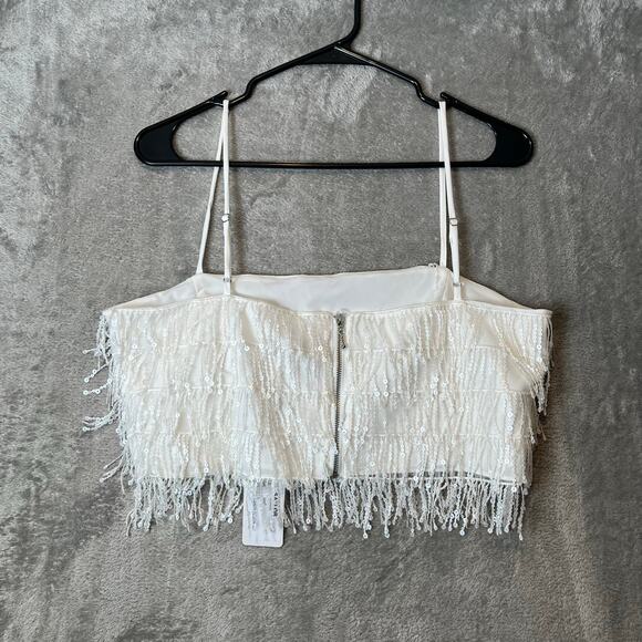 SAYLOR Pyper White Fringe Sequins Set Size Large Bridal Bachelorette New - Picture 4 of 12